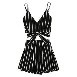 Two Piece Set Wraparound Cami Crop Top with Shorts